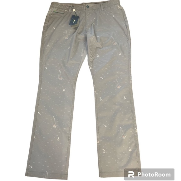 William Murray Golf Mens Gray Chino PantsStraight Fit Sailing